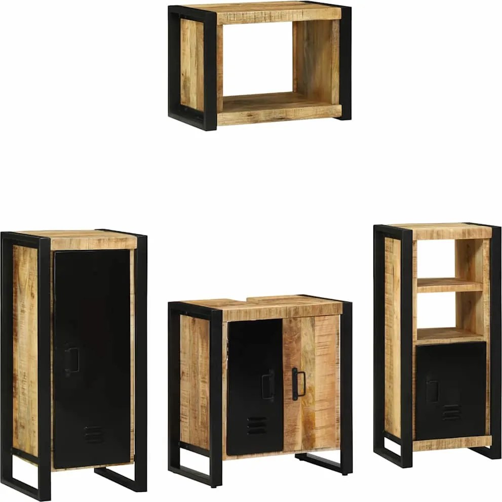 vidaXL Set de mobilier pentru baie cu sertar 4 pcs Lemn de mango solid