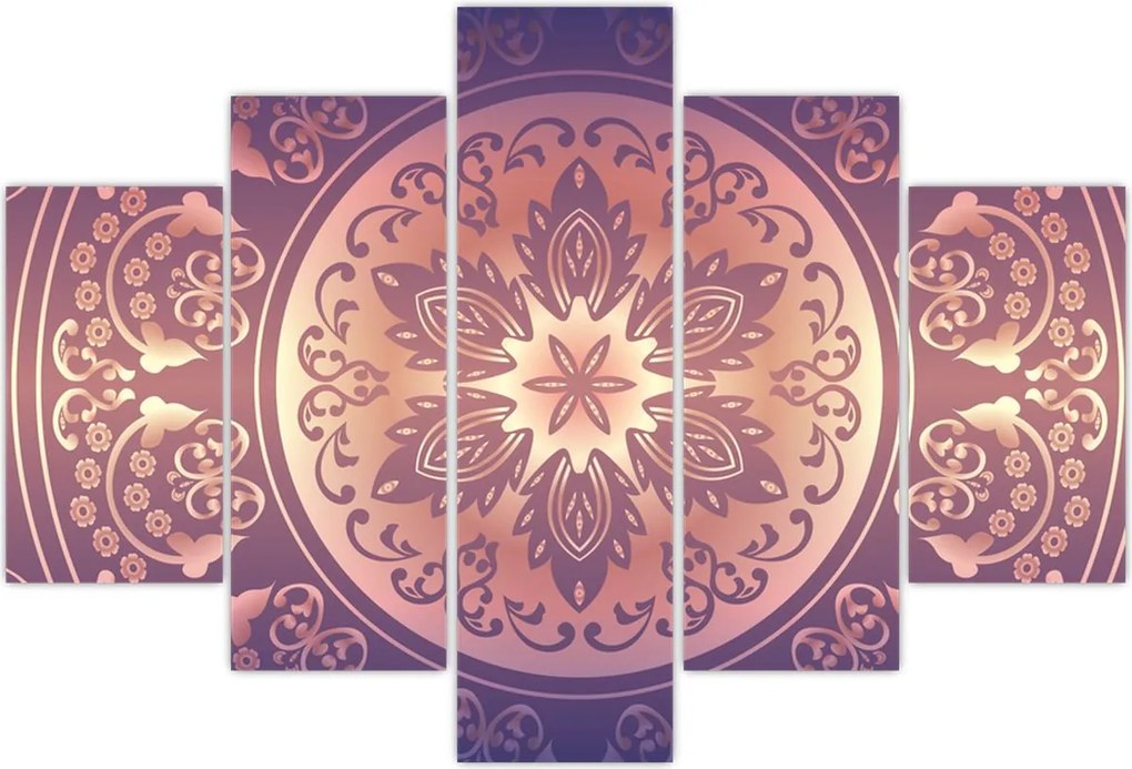 Tablou - Mandala pe gradient violet (150x105 cm)