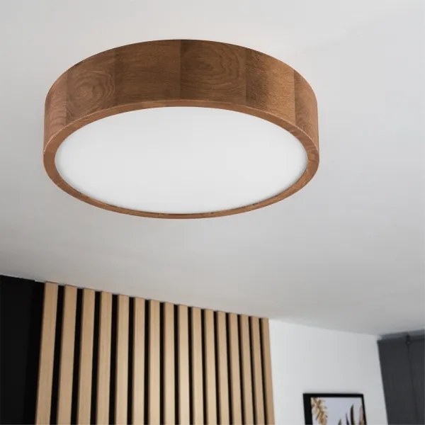 BRILAGI - Plafonieră LED RGBW dimabilă CARVALHO, 2×E27/12W/230V, Wi‑Fi, finisaj stejar, Ø 37,5 cm