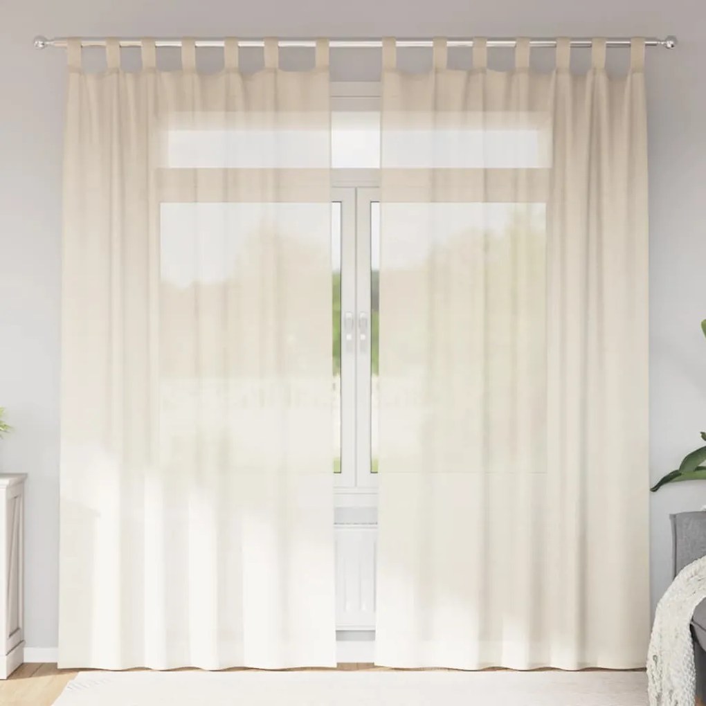 vidaXL Perdele din voile cu tablă 2 buc crem