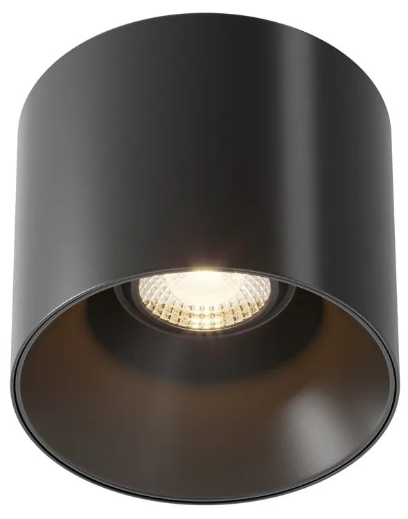 Spot LED aplicat, plafoniera design tehnic Alfa negru 10cm, 3000K