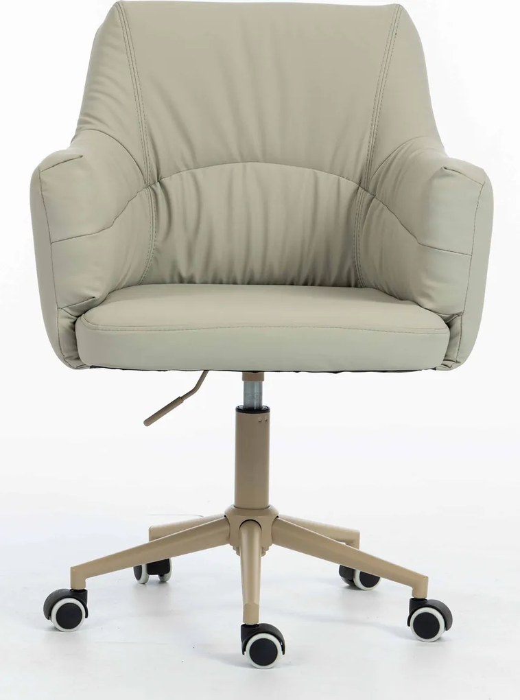 HR840K Scaun Culoarea Inului Piele Ecologica Premium Soft cu Bază Crem