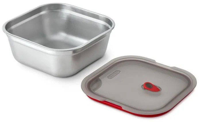 Cutie pentru alimente Black+Blum FBSS-SQ-L017, 1.4 L, Patrata, Potrivita pentru cuptor, Fara BPA, Otel inoxidabil, Gri