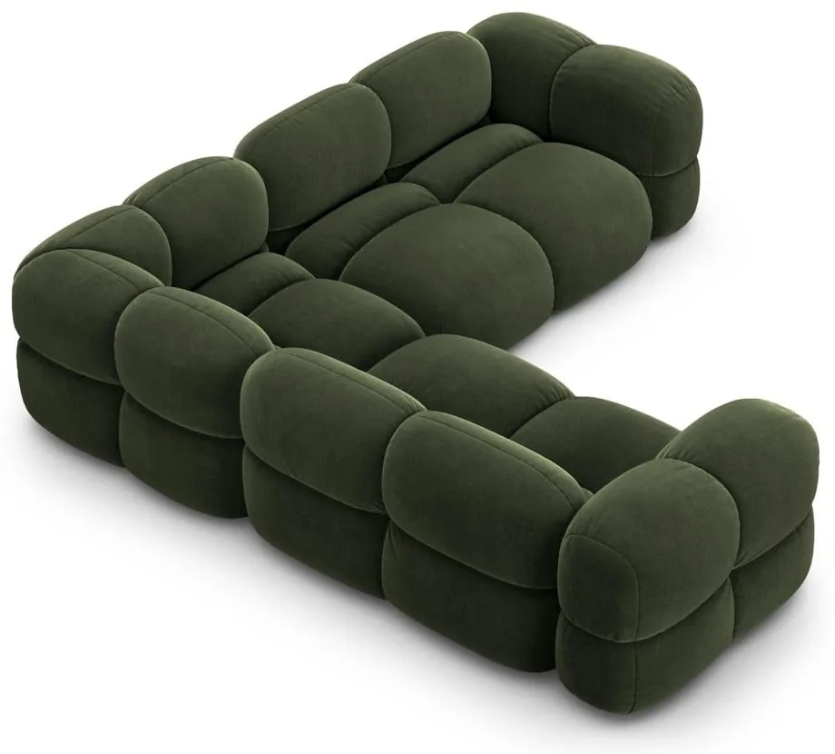 Colțar verde cu tapițerie din catifea Loretto – Cosmopolitan Design