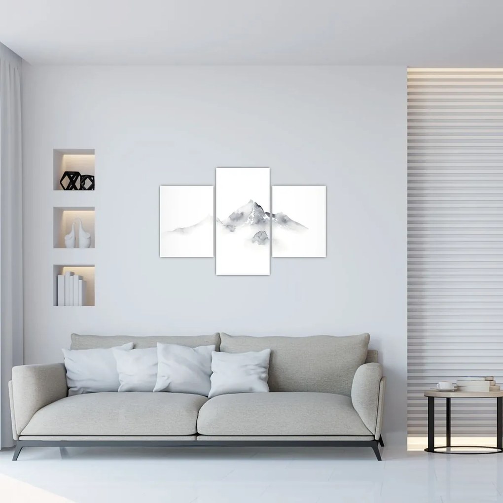 Tablou - Pictură cu cerneală de munți (90x60 cm)