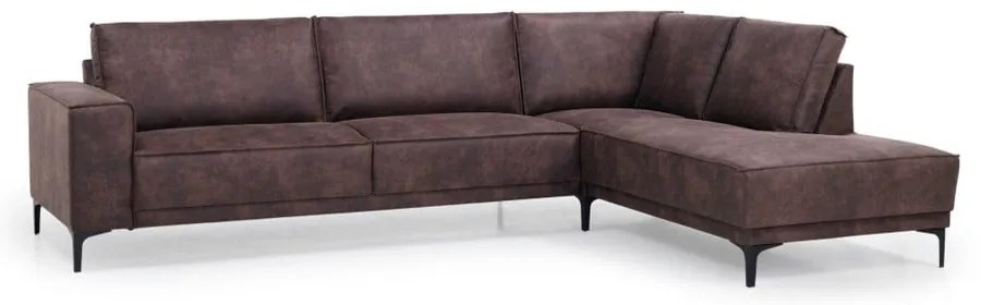 Colțar maro cu tapițerie din imitație de piele (colț pe partea dreaptă) Copenhagen – Scandic