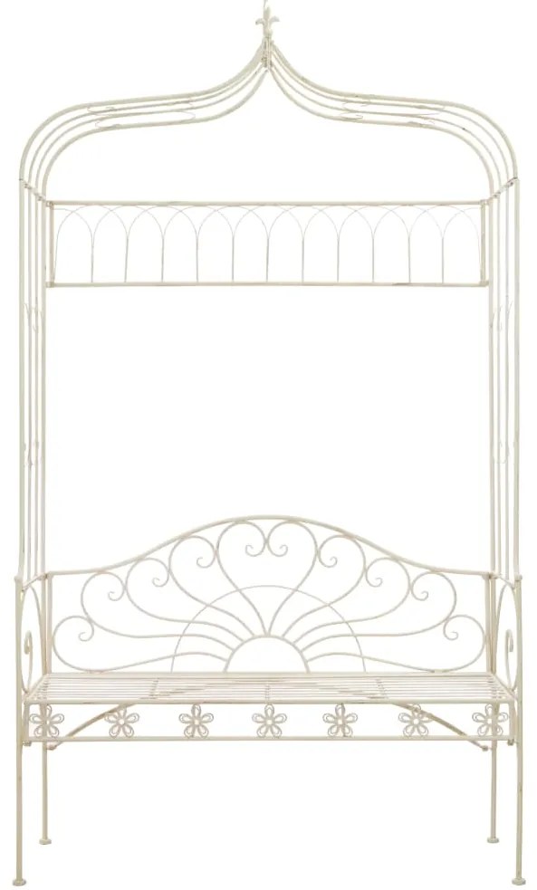 45434 vidaXL Bancă de grădină, alb vintage, 122 cm, fier