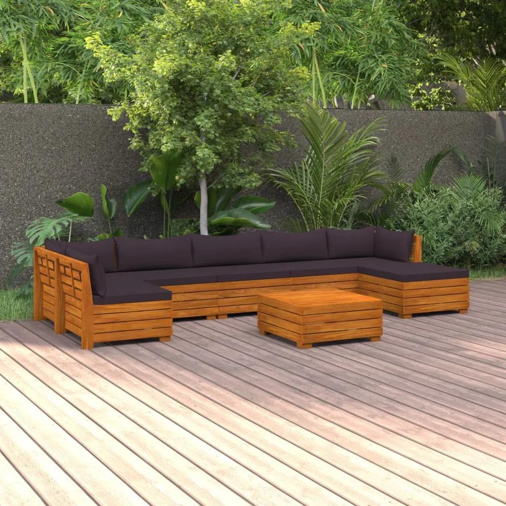 3087331 vidaXL Set mobilier grădină cu perne, 8 piese, lemn masiv acacia