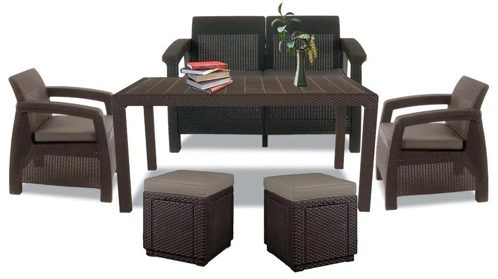 Set de mobilier de grădină Corfu Fiesta duo cub maro