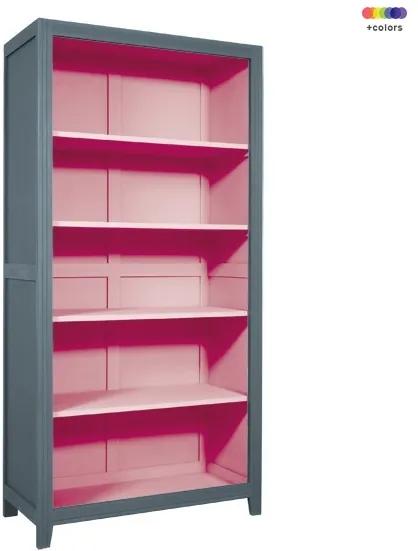 Biblioteca gri inchis/roz deschis din lemn de pin si MDF pentru copii 180 cm Parisienne Laurette