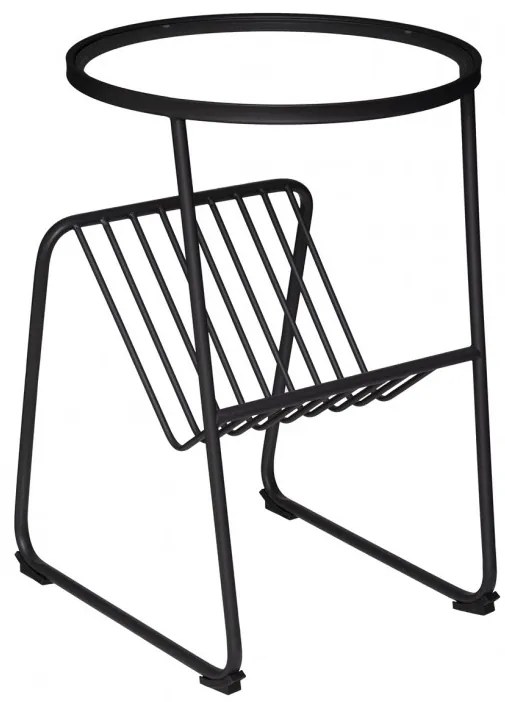 Masuta Joy cu suport reviste, metal, sticla, 46 x H 66.5 cm