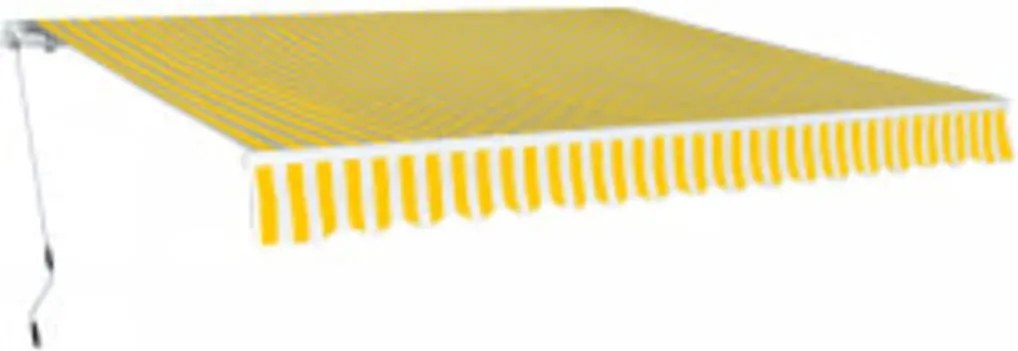 vidaXL Copertină pliabilă acționată manual, galben/alb, 600 cm