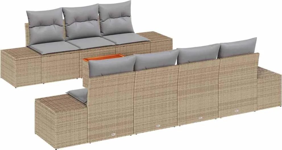 vidaXL Set de canapele pentru grădină 8 pcs Beige și gri deschis