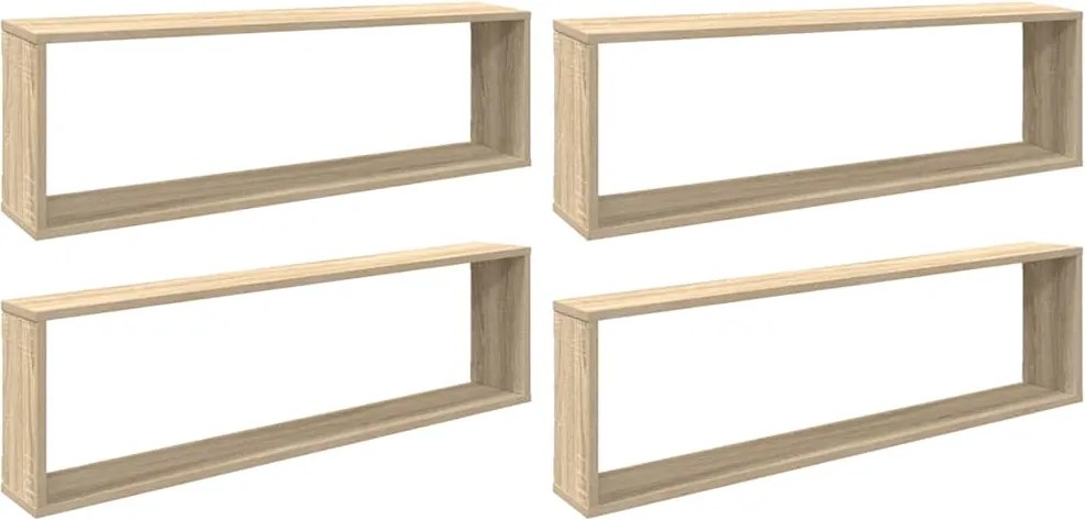 vidaXL Rafturi de perete cub, 4 buc., stejar sonoma, 100x15x30 cm, PAL