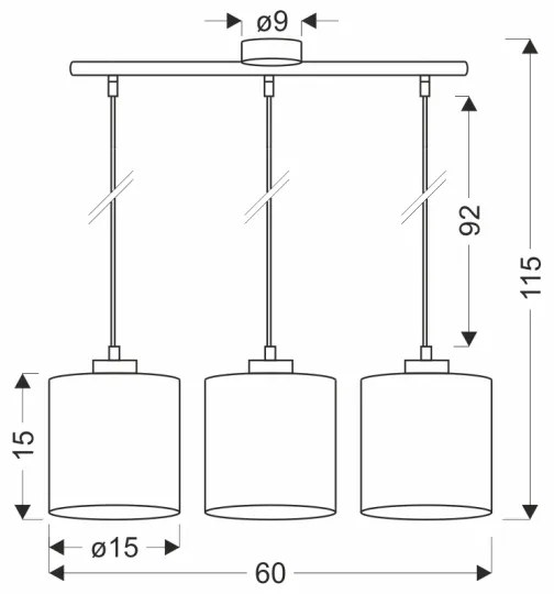 Lustră pe cablu PATTI 3xE27/60W/230V verde