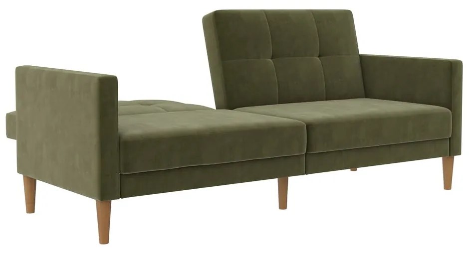 Canapea verde extensibilă cu tapițerie din catifea 207 cm Lilly – Støraa