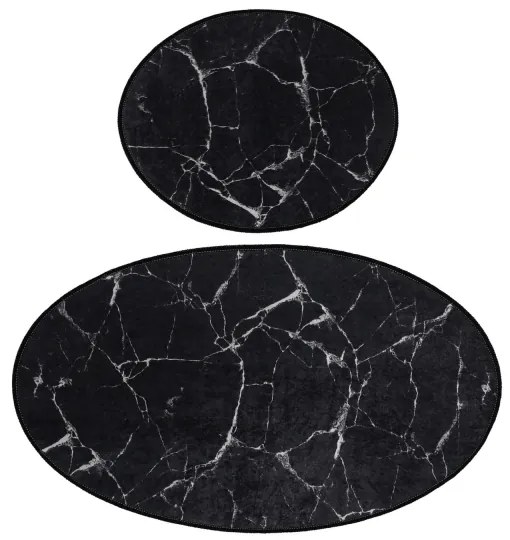 SET 2x covoraș pentru baie MARBLE 50x60/60x100 cm negru