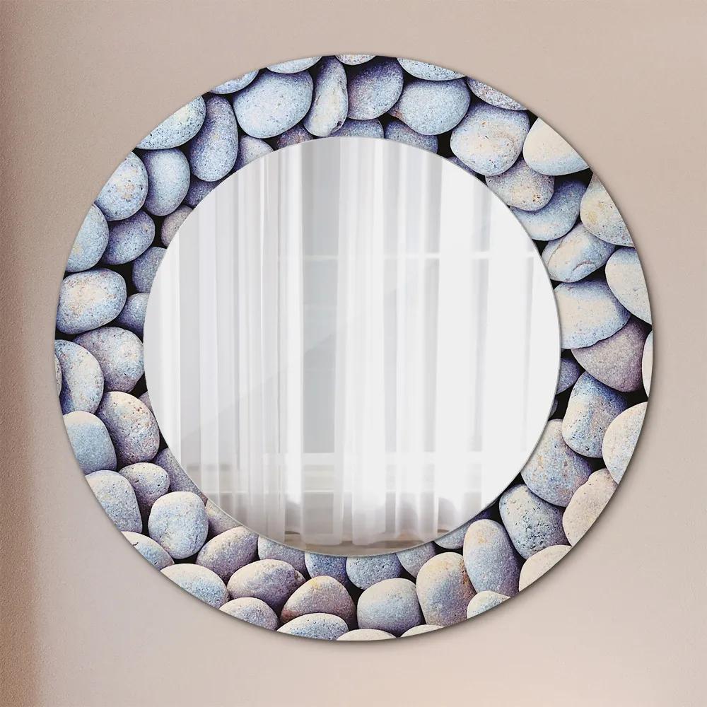 Oglinda rotunda imprimata Roată de pietre de mare