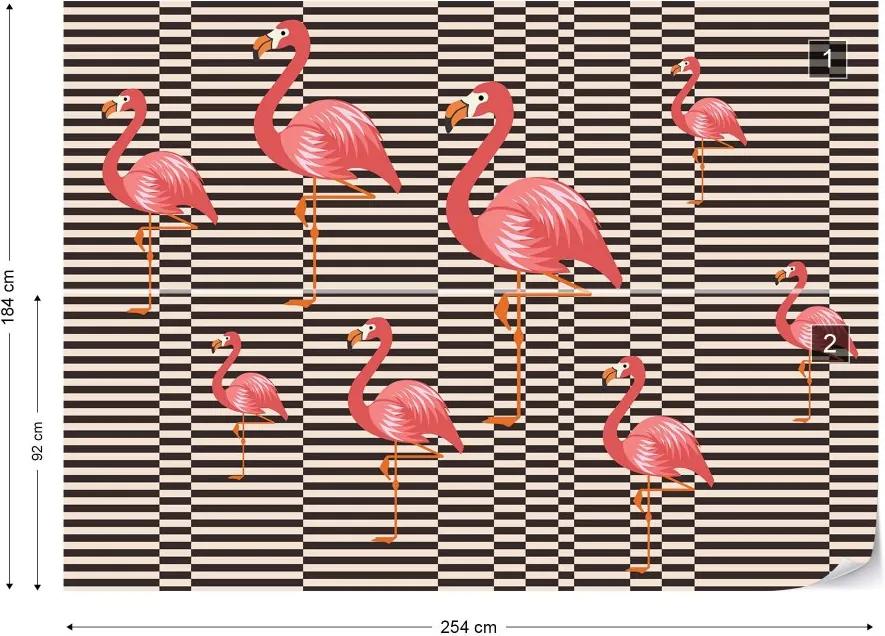 GLIX Fototapet - Modern Flamingo Pattern Vliesová tapeta  - 254x184 cm