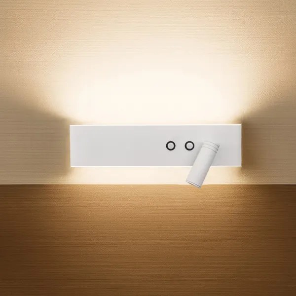 Aplica LED de perete RESORT, LED/10W/230V + LED/3W, albă, dreaptă