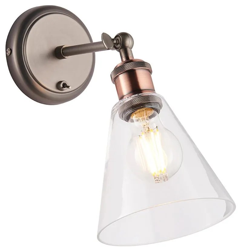 Spot de perete Endon 92874 HAL 1xE27/10W/230V bronz/cupru/transparent