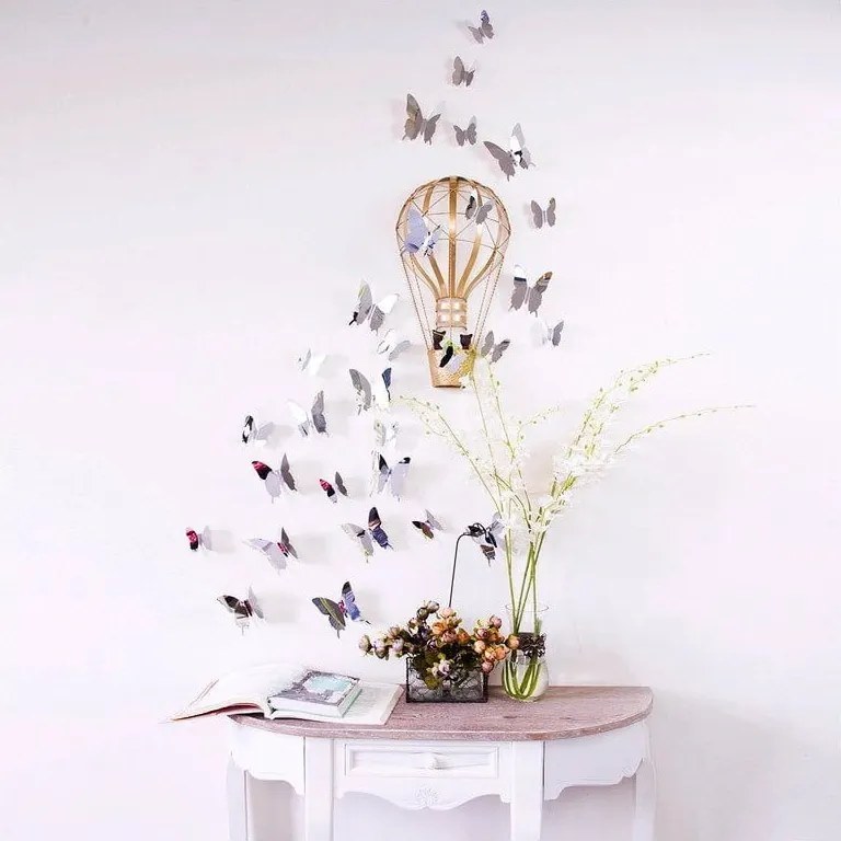 Set 12 autocolante cu efect 3D Ambiance Mirror Butterflies