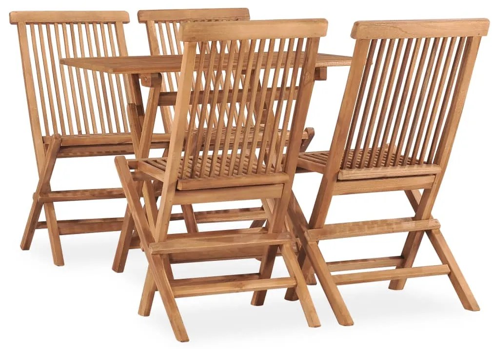 vidaXL Set mobilier de exterior pliabil, 5 piese, lemn masiv de tec