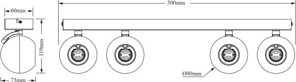 Osram - Spot SPHERAL 4 x GU10 / 6 W / 230 V, negru