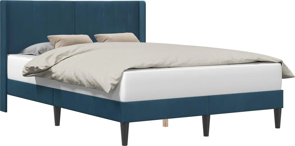 vidaXL Cadru de pat cu headboard albastru 160 x 200 cm Catifea