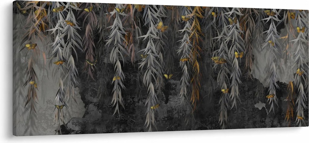 Tablou - Crenguțe de salcie, fundal negru (120x50 cm)