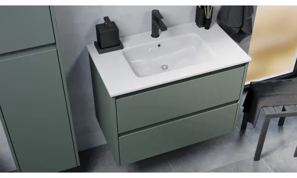 Dulap de baie cu lavoar MOLDE, 80 cm, verde