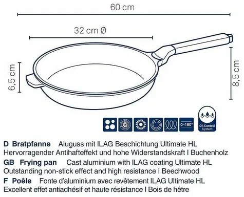 Tigaie Kela VITANA, aluminiu turnat, gri, 32 cm