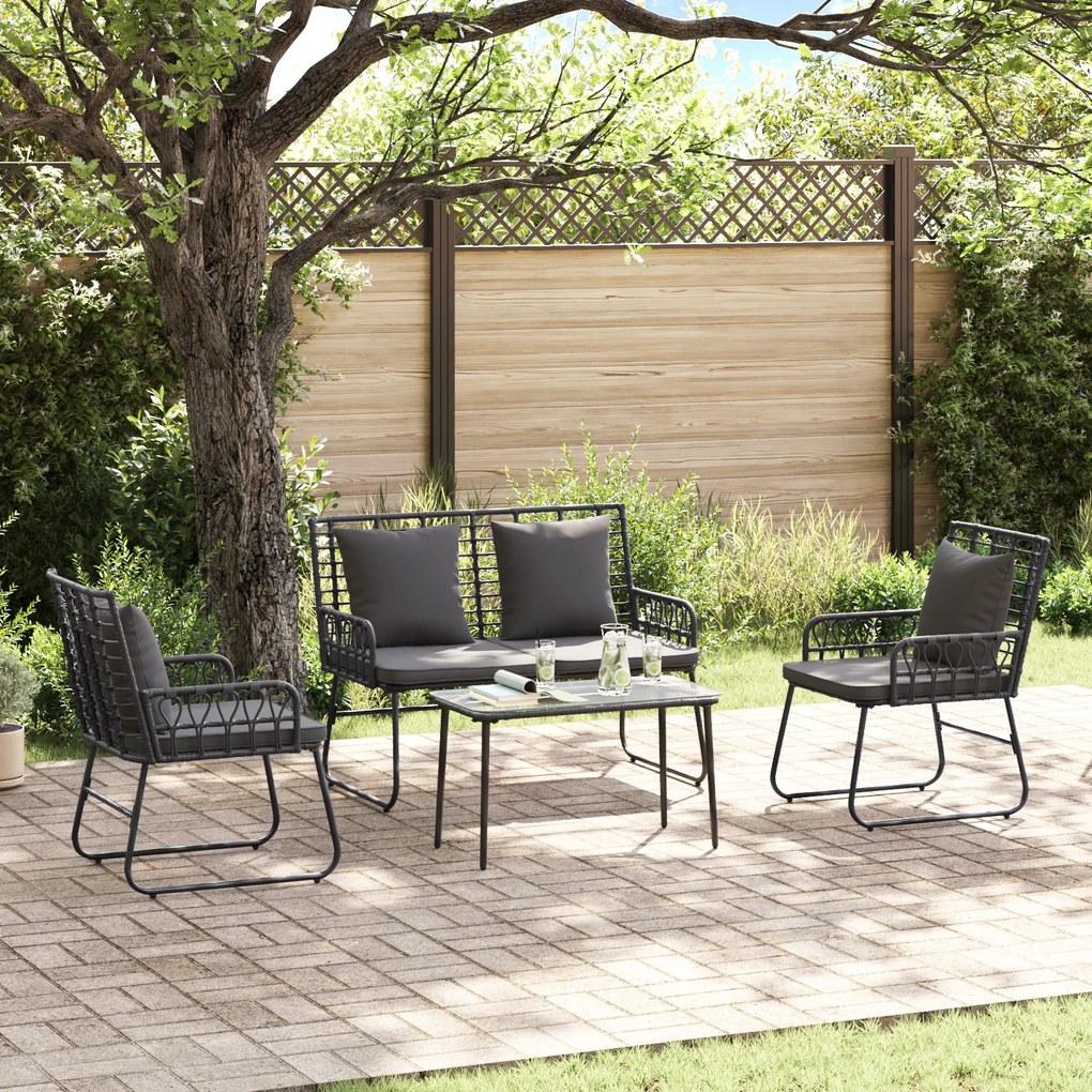 vidaXL Set de masă pentru grădină 3 pcs Negru și antracit