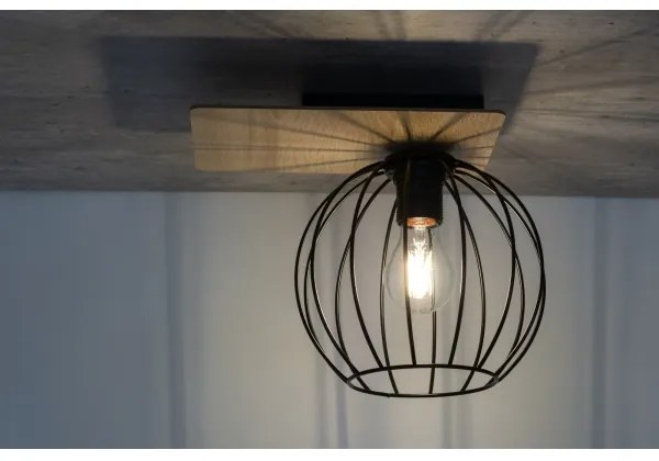 Lustră aplicată CYBER 1xE27/60W/230V lemn/neagră