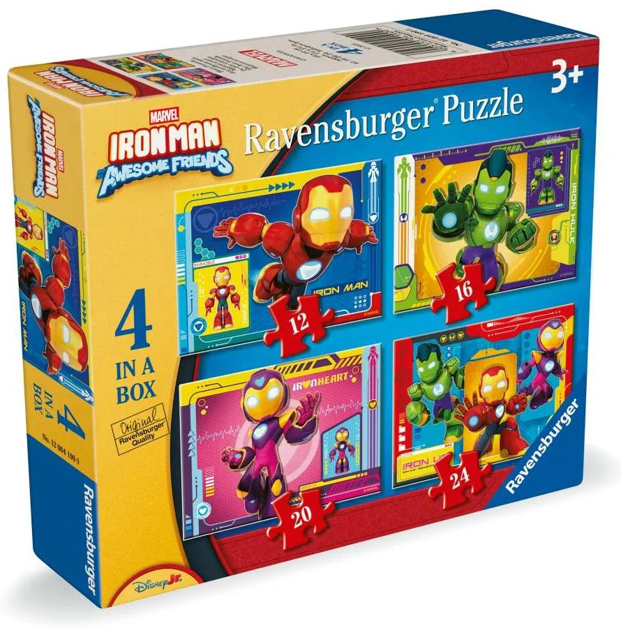 PUZZLE IRON MAN SI PRIETENII 4 BUC IN CUTIE 12 16 20 24 PIESE - RAVENSBURGER (RVSPC04190)