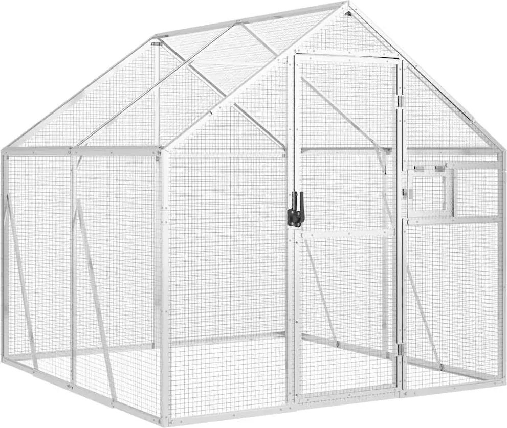 vidaXL Volieră de păsări, argintiu, 1,79x2x1,85 m, aluminiu