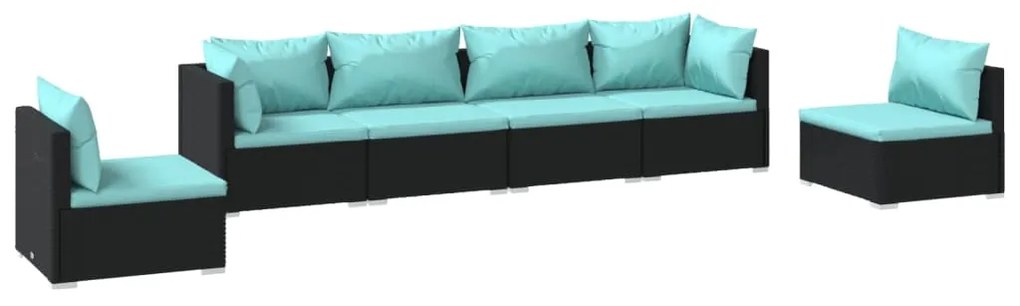 3102201 vidaXL Set mobilier de grădină cu perne, 6 piese, negru, poliratan