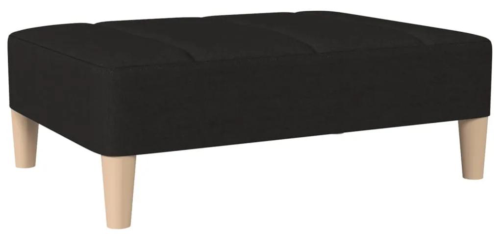 Canapea extensibila 2 locuri, cu taburet, negru, textil Negru, Cu scaunel pentru picioare