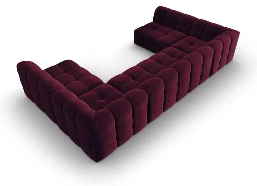 Colțar burgundy cu tapițerie din catifea (în formă de "U") Kendal – Micadoni Home