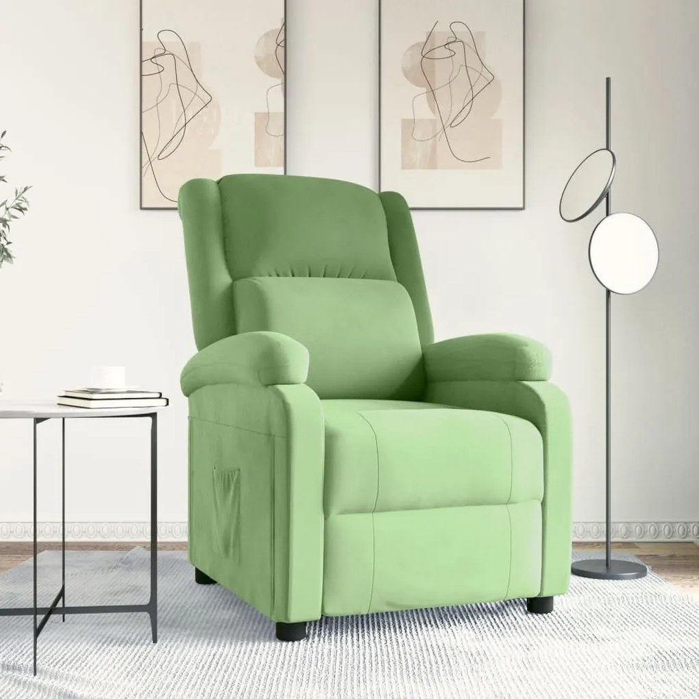 342402 vidaXL Fotoliu rabatabil, verde deschis, catifea