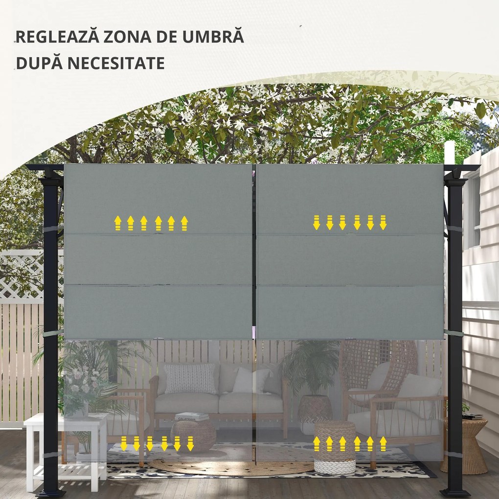 Outsunny Învelitoare pentru Pergolă cu Buzunare și Curele pentru Stâlpi, 488x122 cm, Gri Închis | Aosom Romania