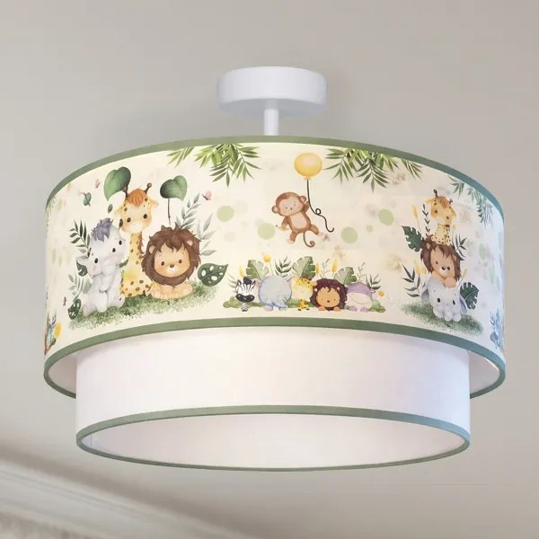 Brilagi-LED Plafonieră pentru copii BOBO, 1xE27/60W/230V, Ø40 cm, crem/verde/junglă