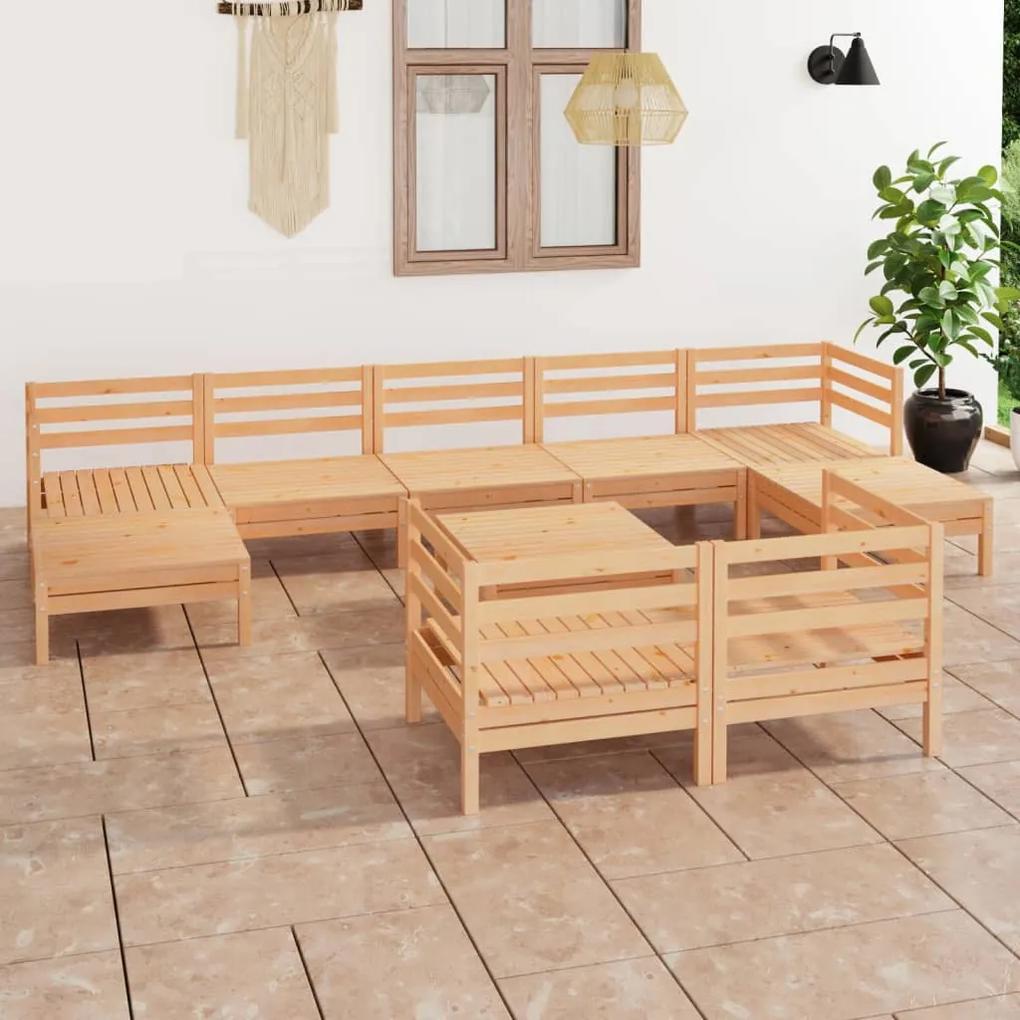 3083379 vidaXL Set mobilier de grădină, 10 piese, lemn masiv de pin