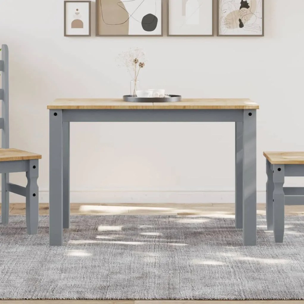 vidaXL Masă de sufragerie „Panama”, gri, 117x60x75 cm, lemn masiv pin