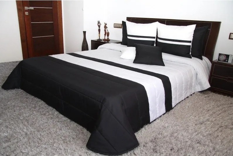 Cuvertură pentru pat dublu culoarea alb-negru Lățime: 260 cm | Lungime: 240 cm