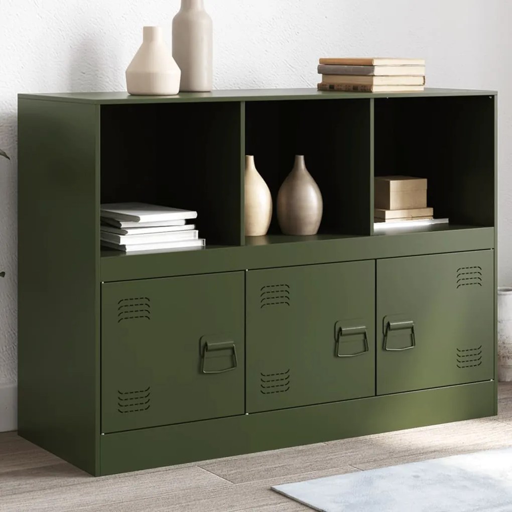 Bufeta verde maslina 99x39x73 cm otel