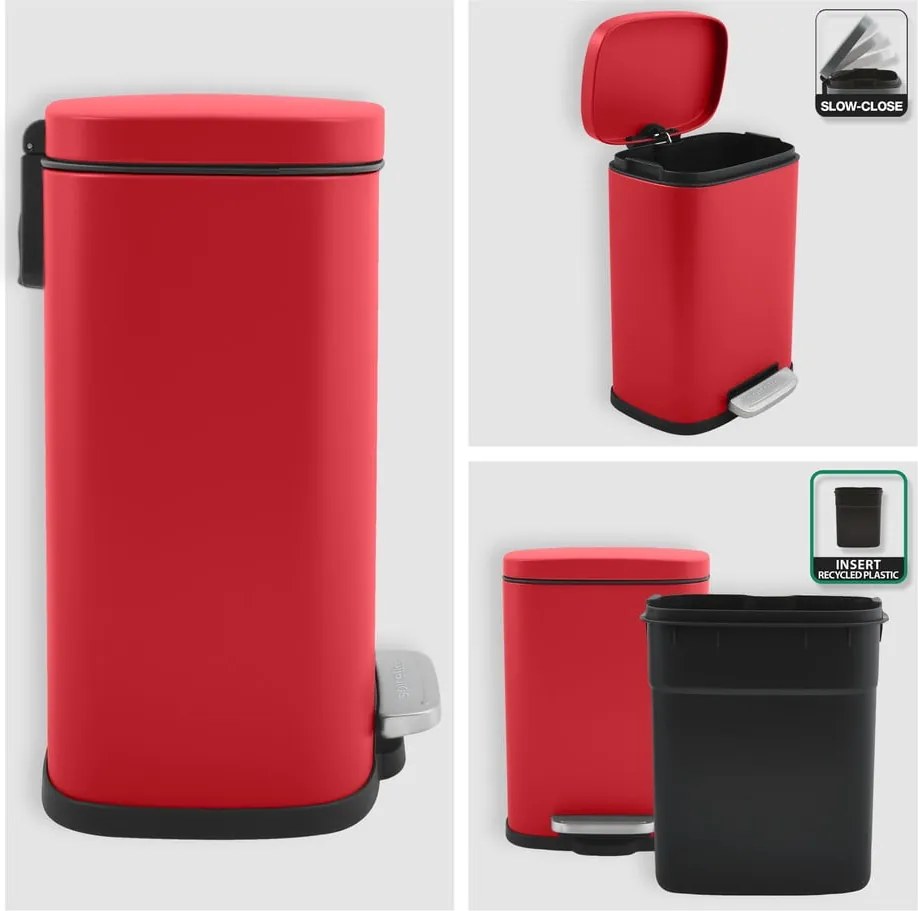 Coș de gunoi roșu cu pedală din oțel 5 l Akira – Spirella