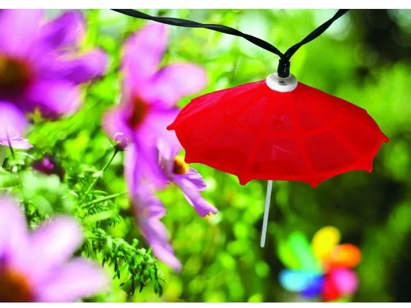 Șir solar LED 10xLED/1,2V 300mAh 3,8m IP44 pentru umbrele