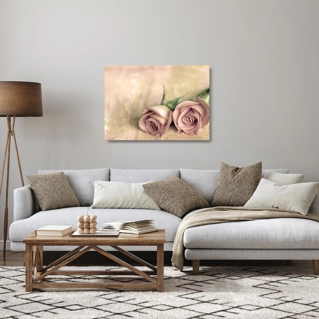 Tablou pe sticlă - Trandafiri fine (70x50 cm)