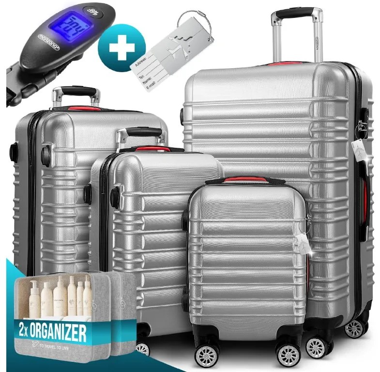 Deuba Set de trolere Baseline cu 4 piese - argintiu